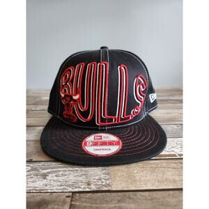 Chicago Bulls New Era 9Fifty Double NBA Basketball Team Snapback Cap Hat Black